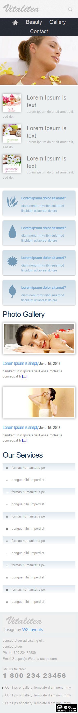 焕肤美颜女性SPA网页模板-手机预览