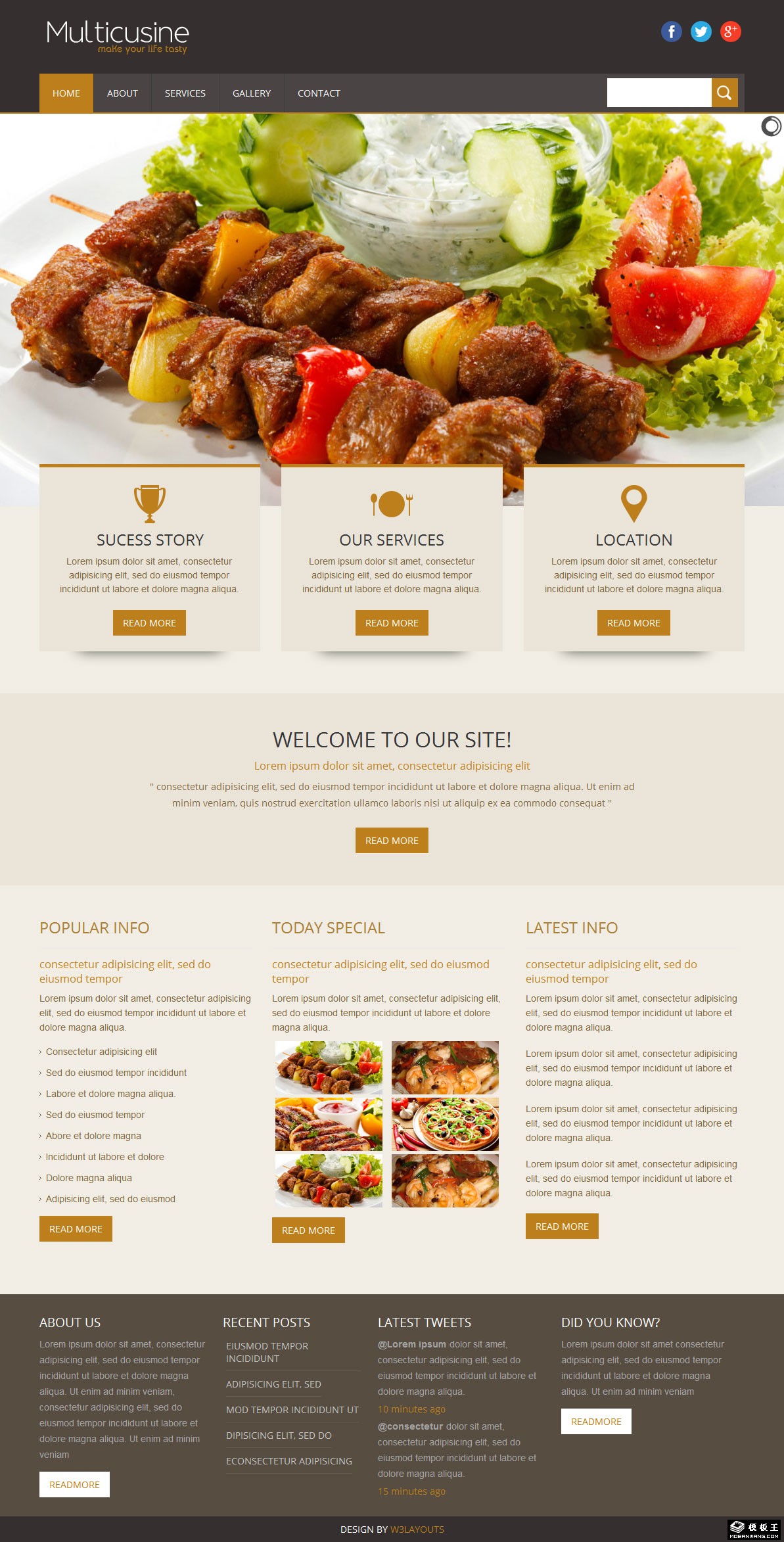 丰富美食信息网页模板-PC预览