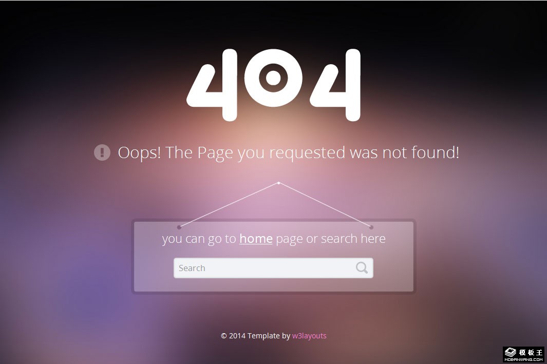 404错误页面紫朦胧网页模板-PC预览