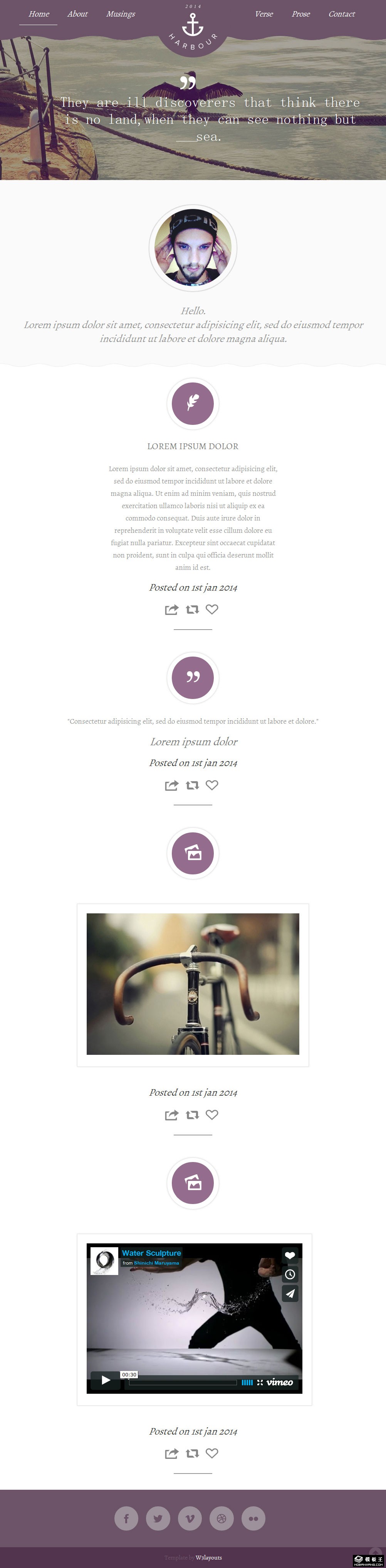 港湾个人介绍网页模板-PC预览