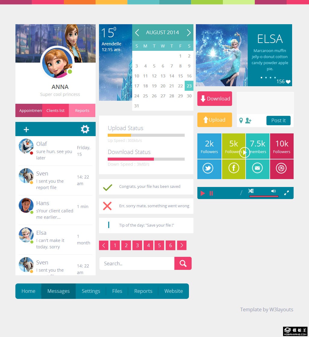彩色用户UI组件网页模板-PC预览