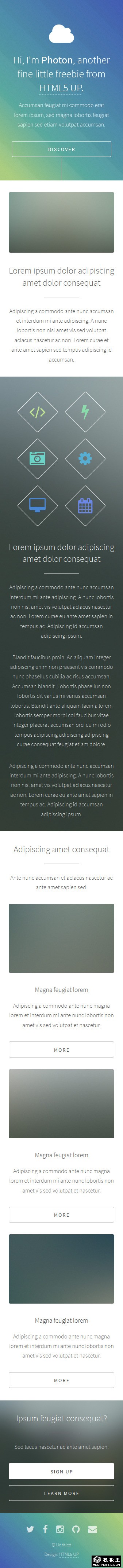 科技云服务响应式网页模板-手机预览