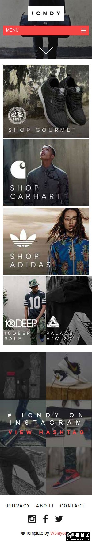 运动品牌电商响应式网站模板-手机预览