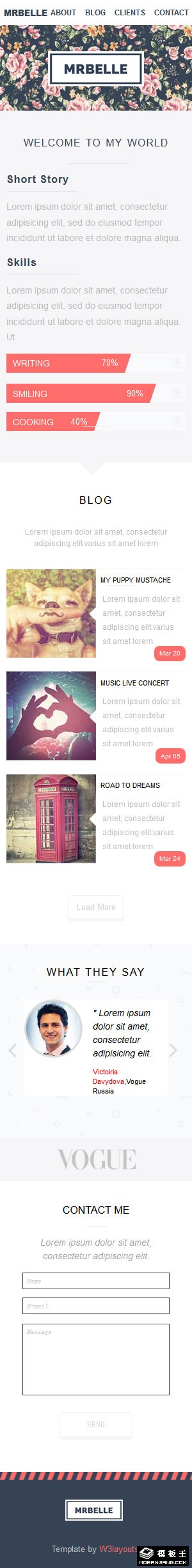 女生花语个人介绍展示响应式网页模板-手机预览