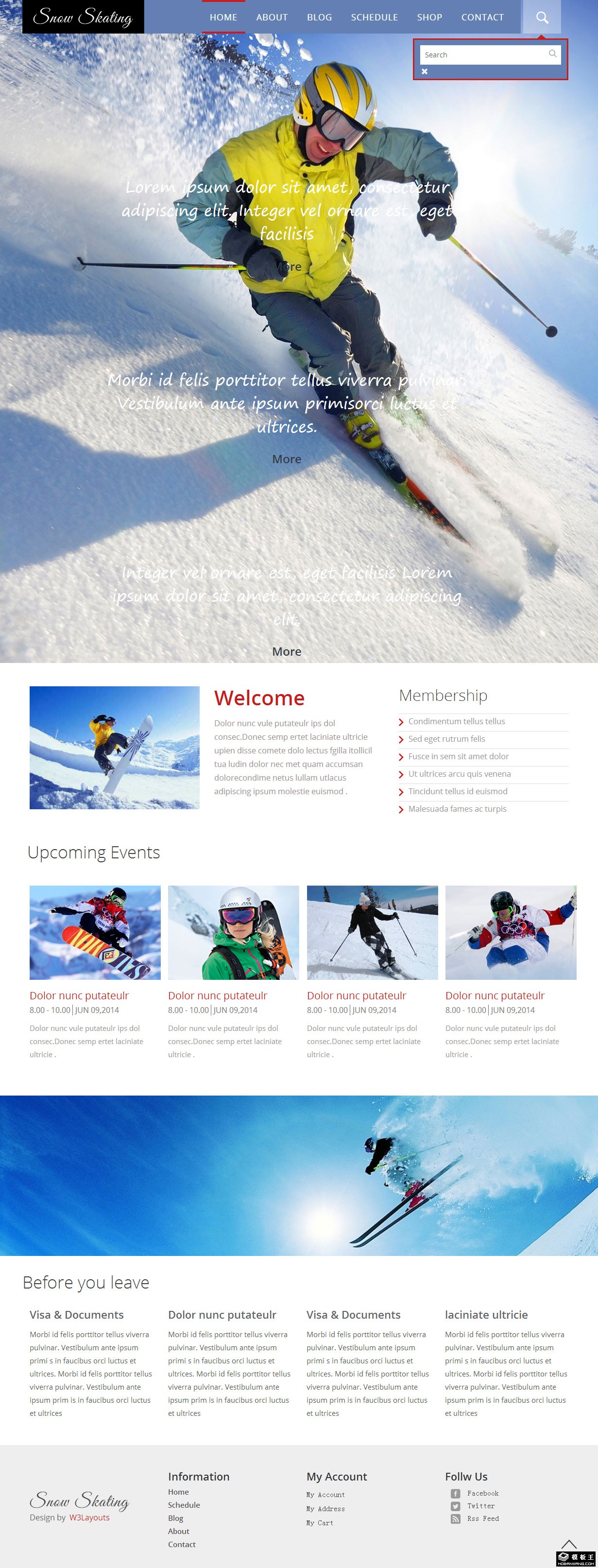 滑雪场介绍响应式网页模板-PC预览