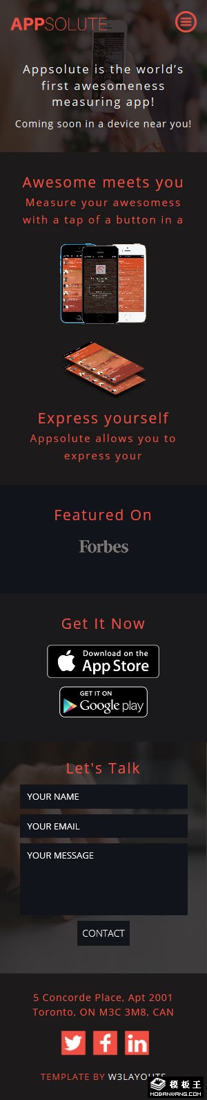 商务通信APP介绍响应式网页模板-手机预览