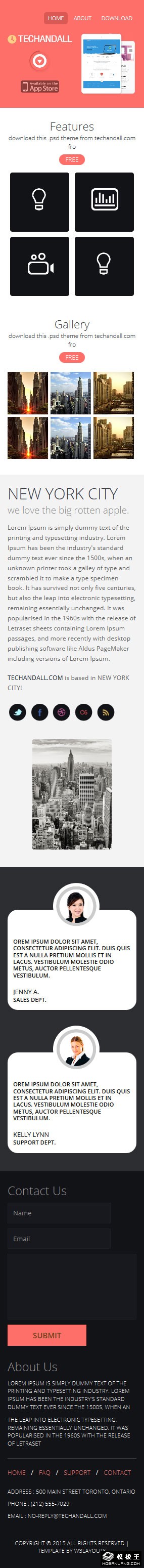 移动APP技术开发介绍响应式网页模板-手机预览