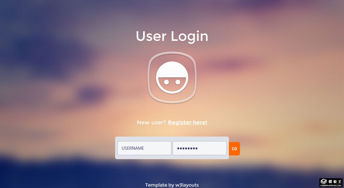 晚霞用户登录界面响应式网页模板-PC预览
