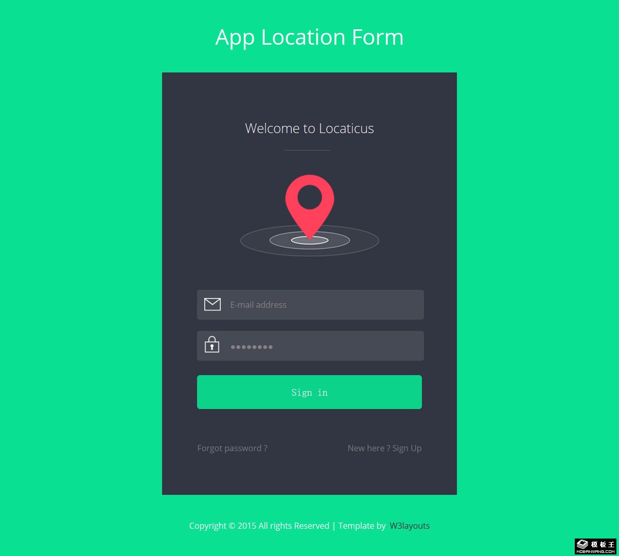 APP定位登录框界面响应式网页模板-PC预览