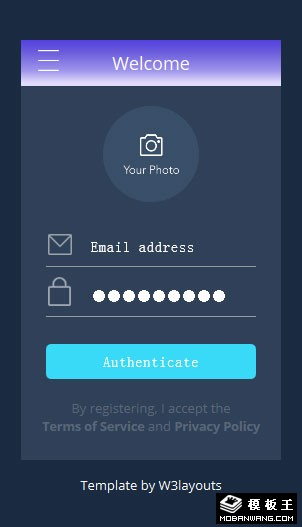 APP透明度登录框网页模板-手机预览