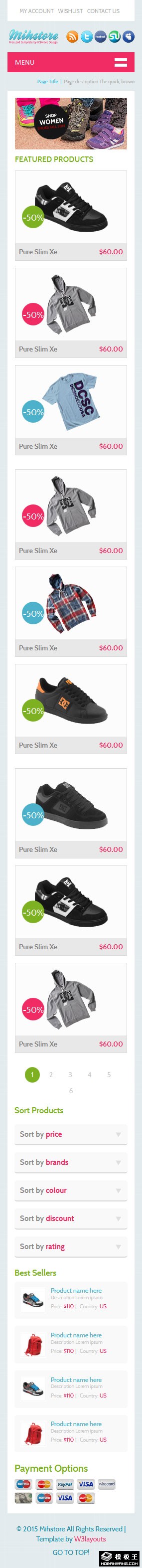 时尚运动鞋服网店响应式网页模板-手机预览