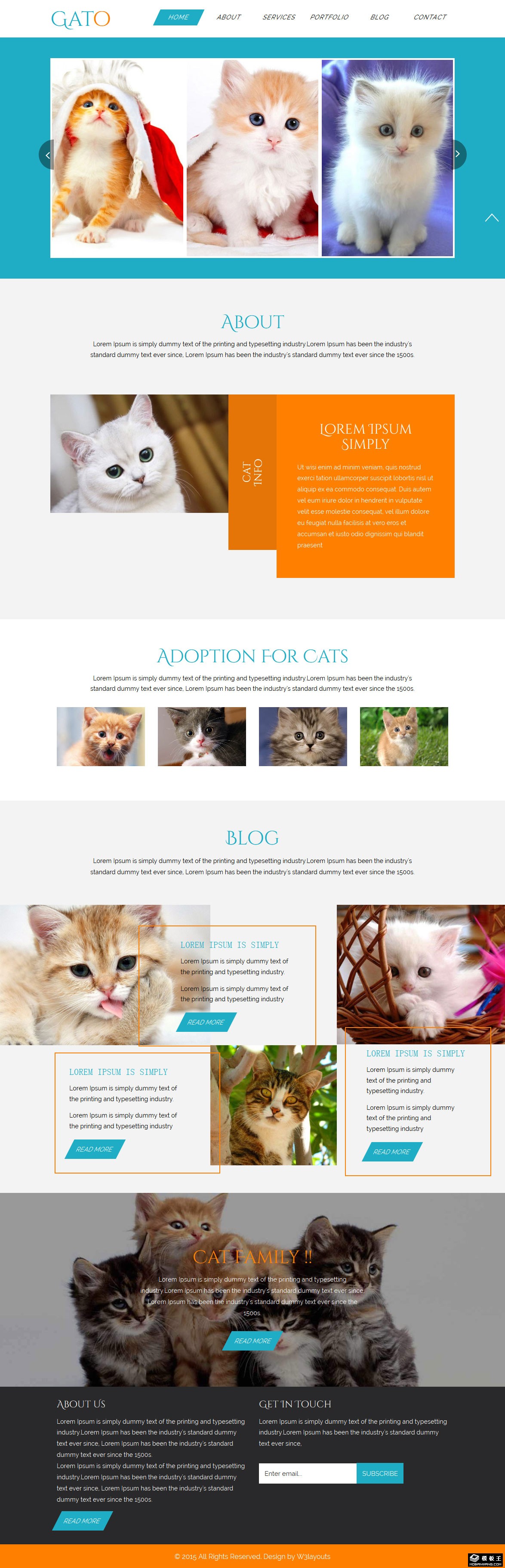小猫宠物乐园响应式网页模板-PC预览