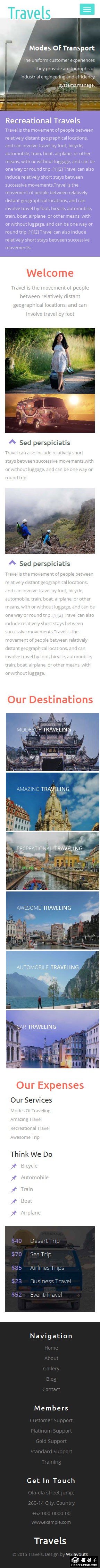 旅游行程服务介绍响应式网页模板-手机预览