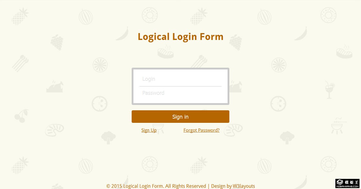 简洁逻辑登录表单网页模板-PC预览