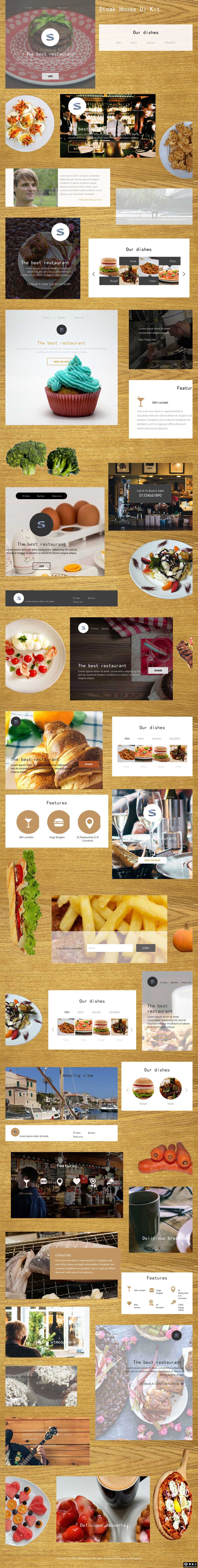 牛排餐厅UIKIT组件响应式网页模板-PC预览