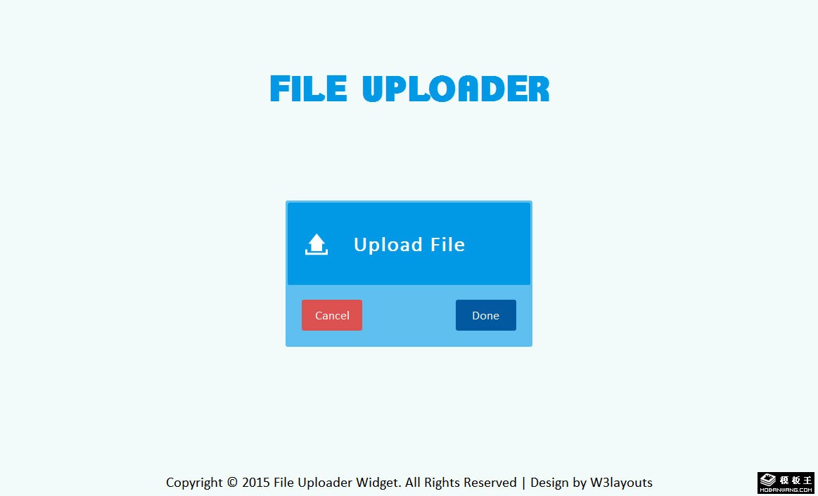 蓝色上传UPLOAD组件网页模板-PC预览