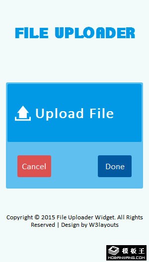 蓝色上传UPLOAD组件网页模板-手机预览