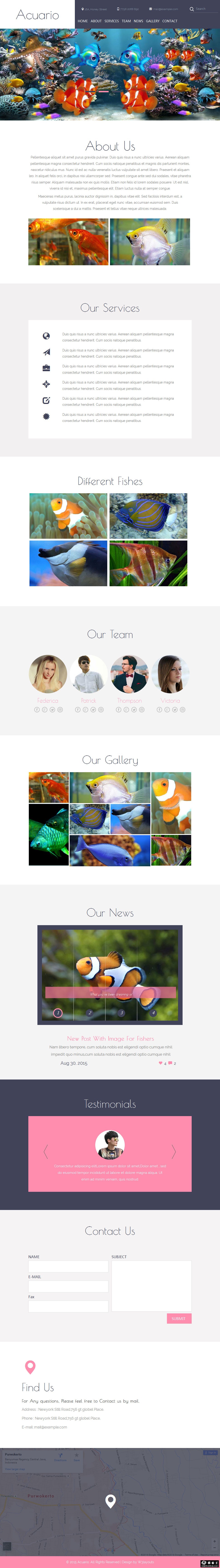 水族馆鱼类介绍响应式网页模板-PC预览