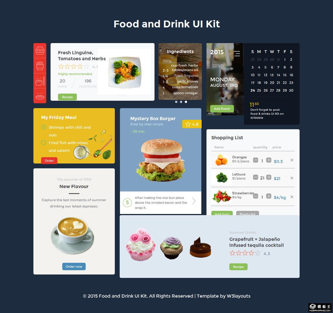 饮料甜品UIKIT组件响应式网页模板-PC预览