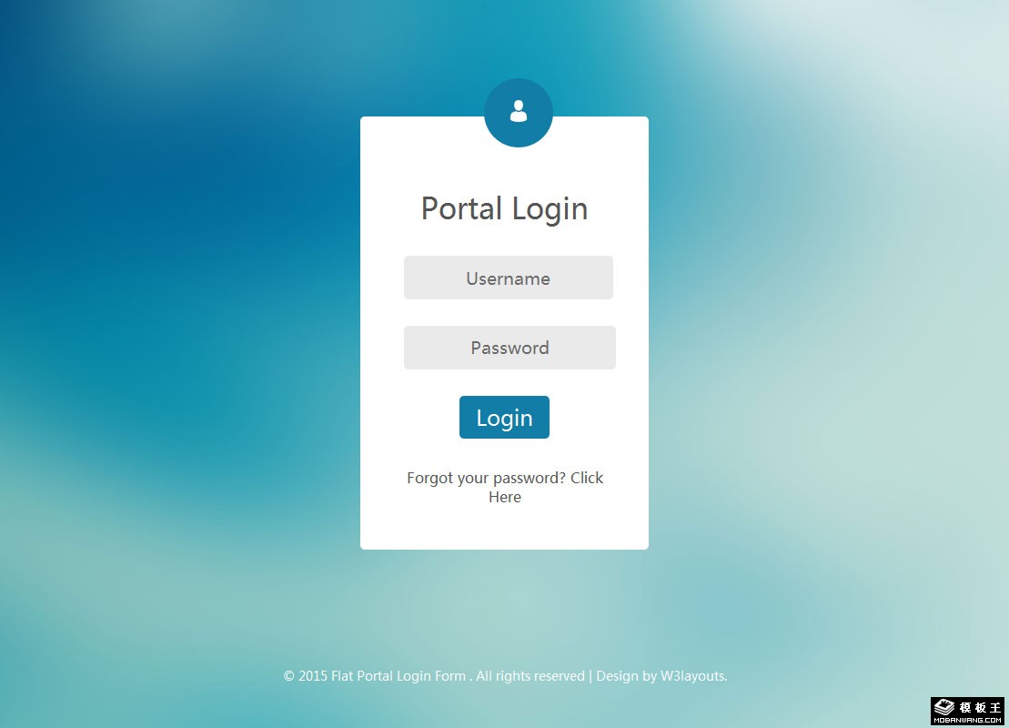 蓝色会员登录框网页模板-PC预览