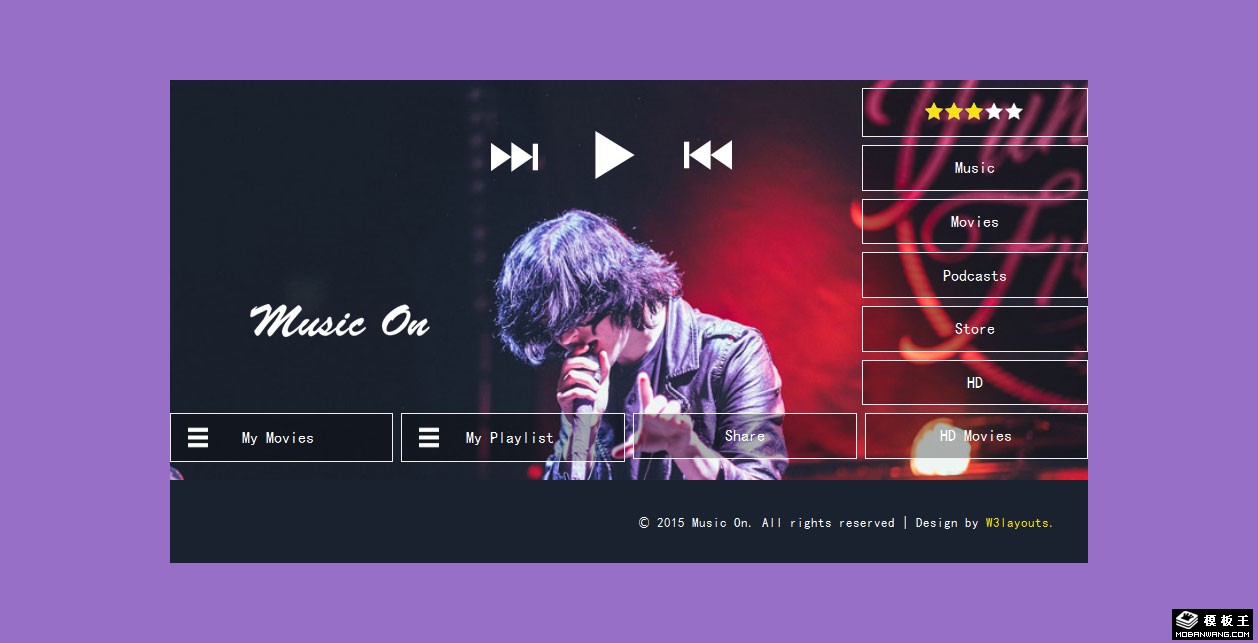 音乐歌曲播放器组件响应式网页模板-PC预览
