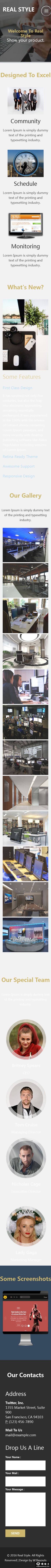 现实风格固定背景响应式网页模板-手机预览