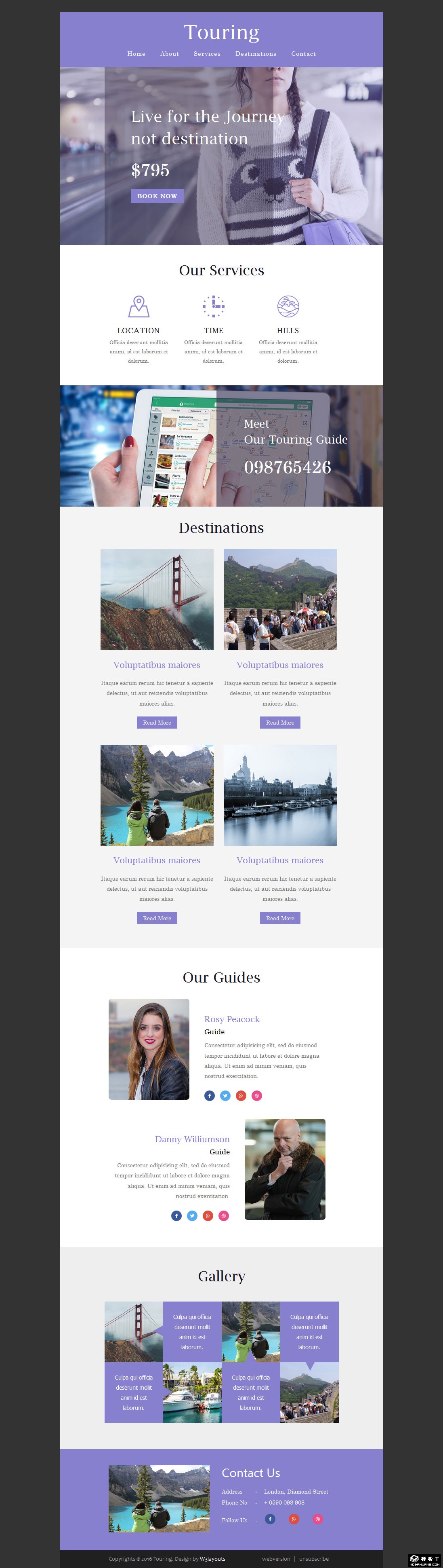 旅游服务指南响应式网页模板-PC预览