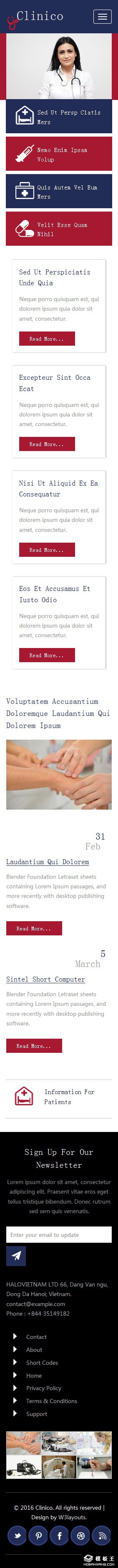 临床医学研究响应式网页模板-手机预览
