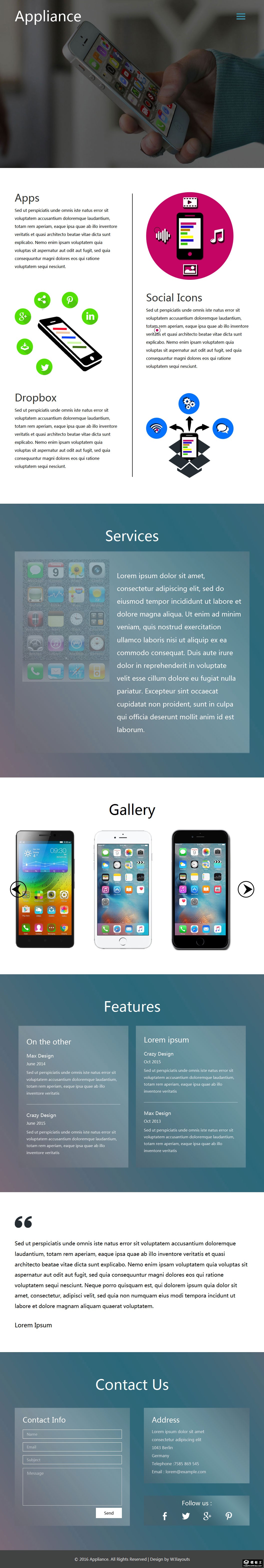 简洁APP介绍响应式网页模板-PC预览