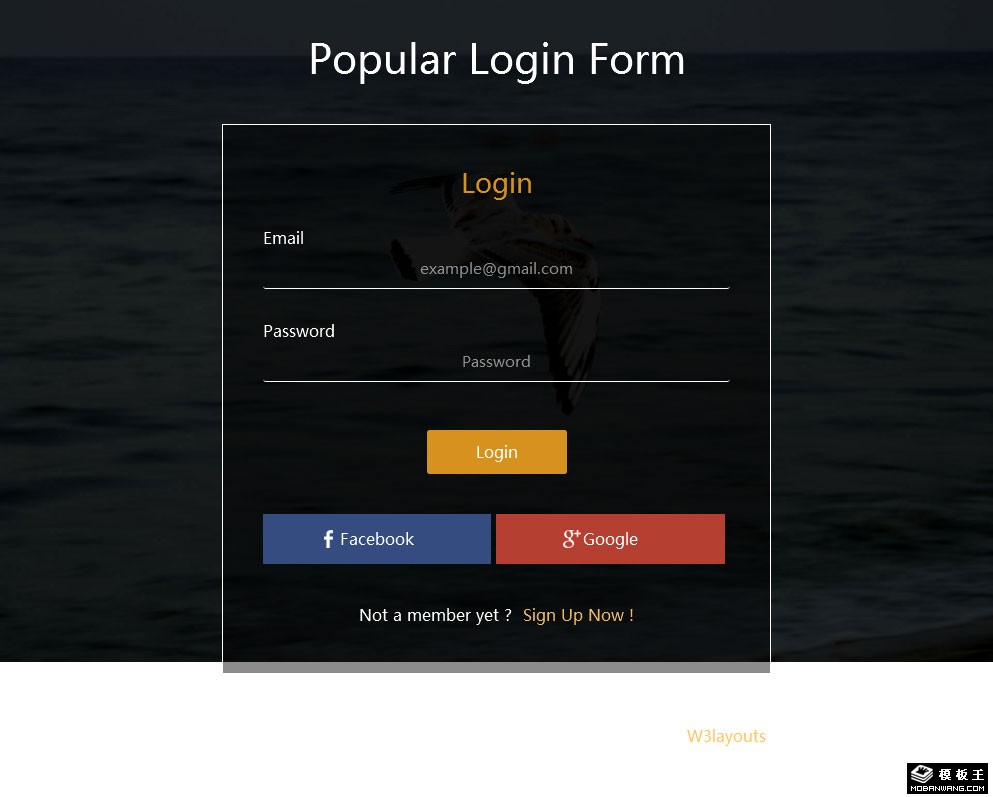 透明登录框网页模板-PC预览