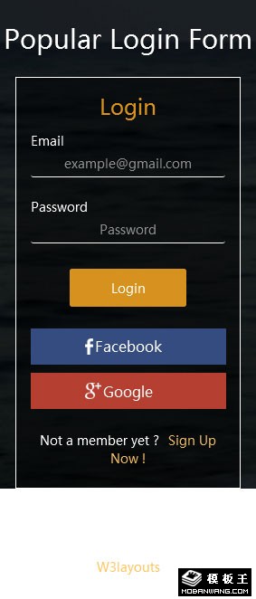 透明登录框网页模板-手机预览