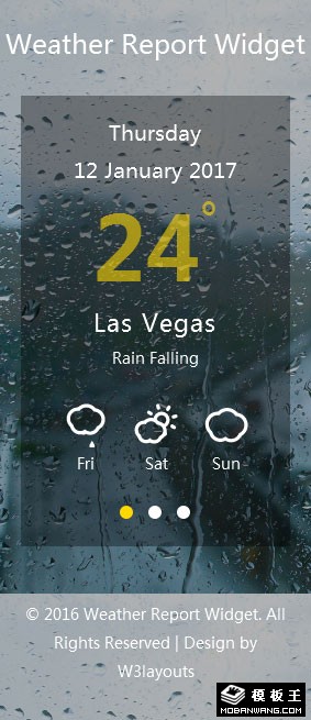 雨天天气预报组件响应式网页模板-手机预览