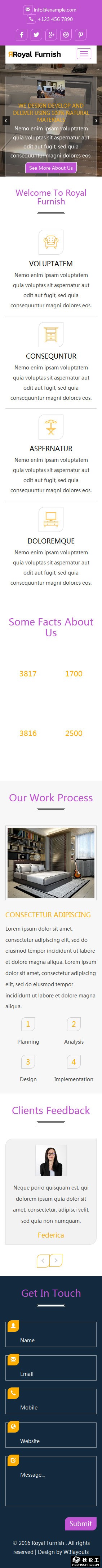 皇家家具公司响应式网页模板-手机预览