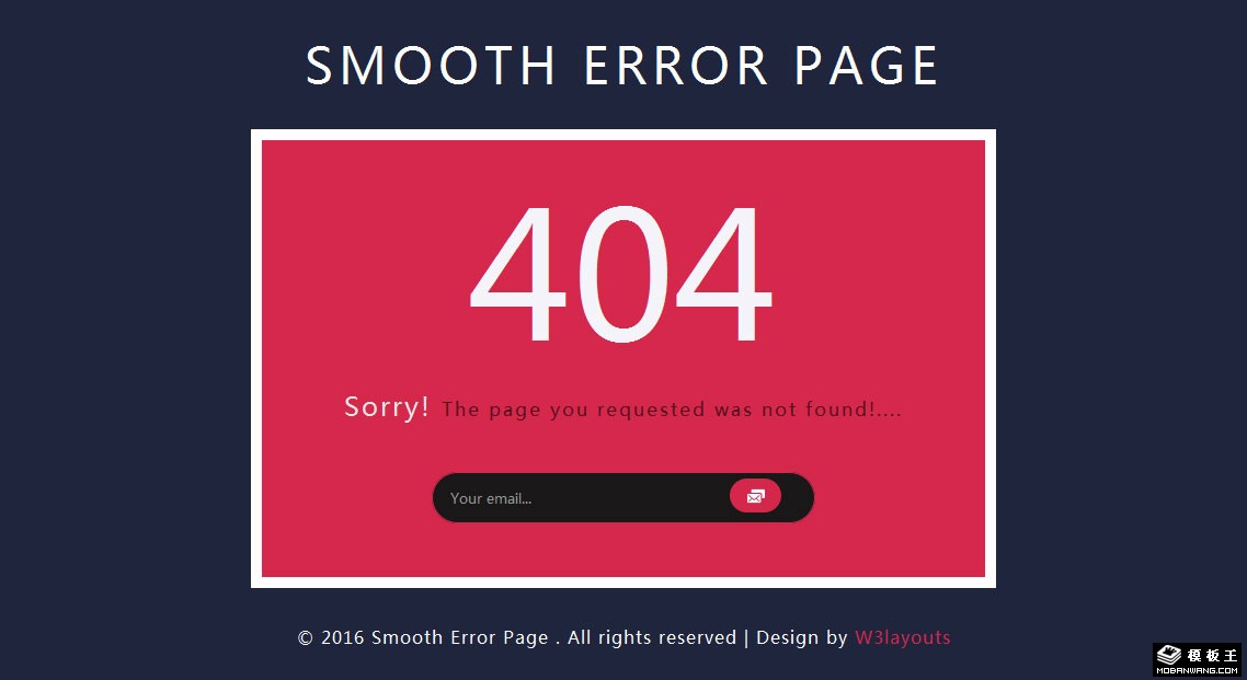 粉红404错误网页模板-PC预览
