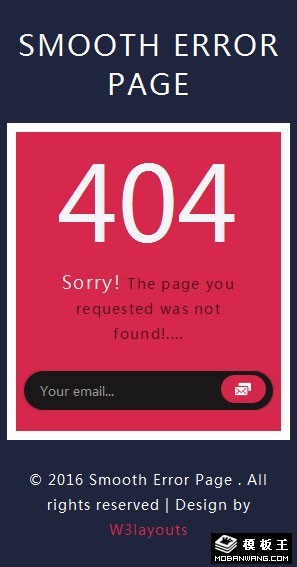 粉红404错误网页模板-手机预览