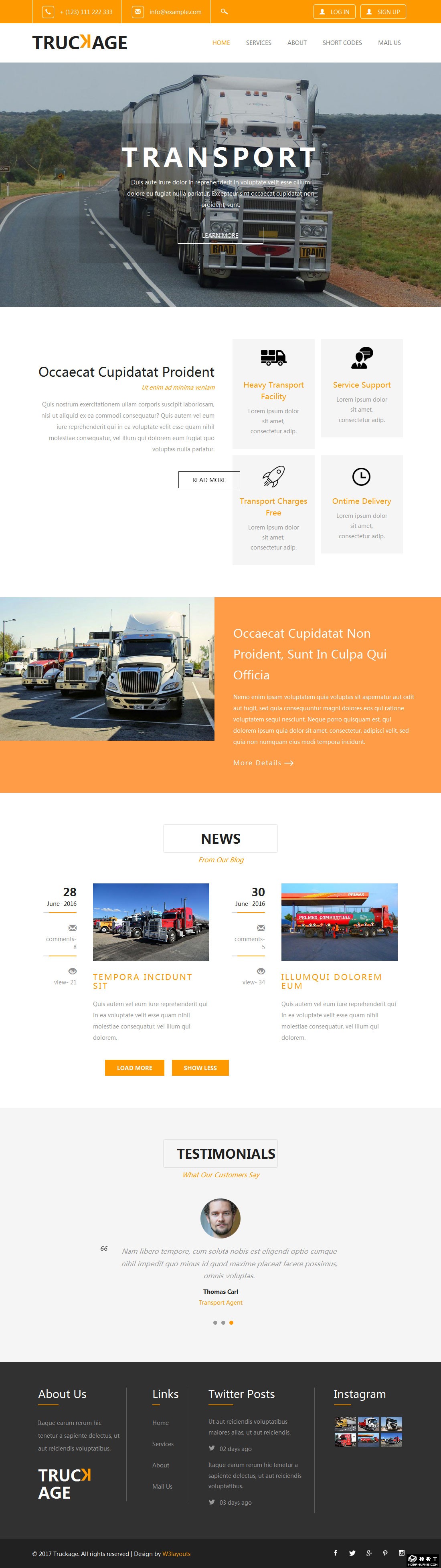 卡车运输公司响应式网站模板-PC预览