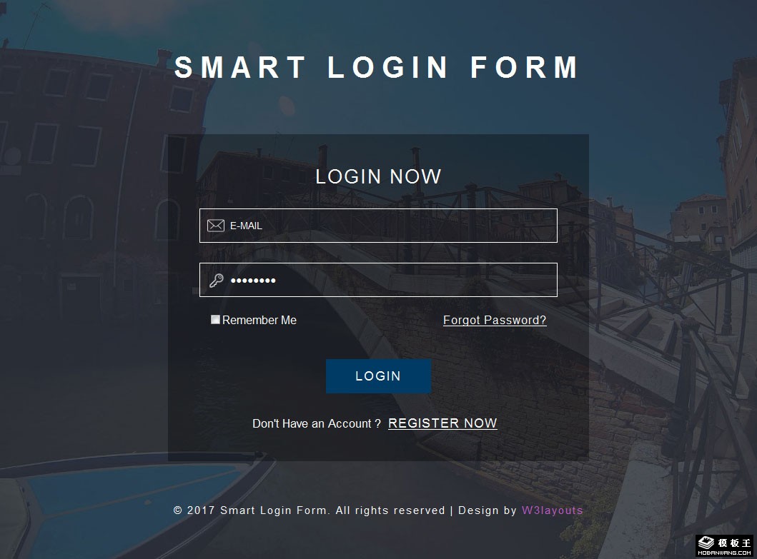 智能登录表单网页模板-PC预览