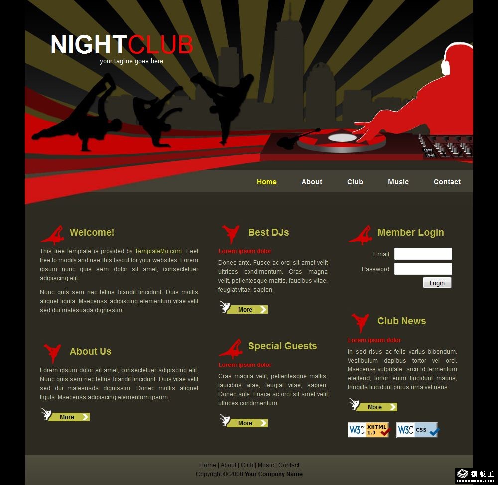 夜场俱乐部网页模板-PC预览