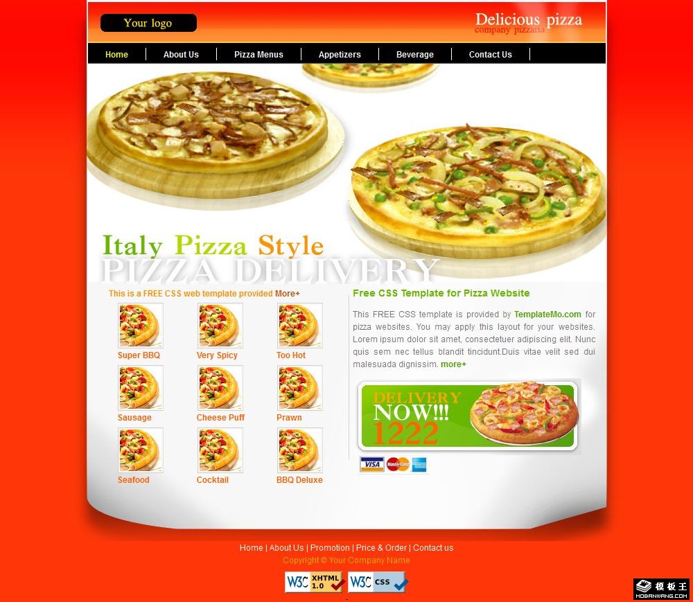 Pizza美食餐厅网页模板-PC预览