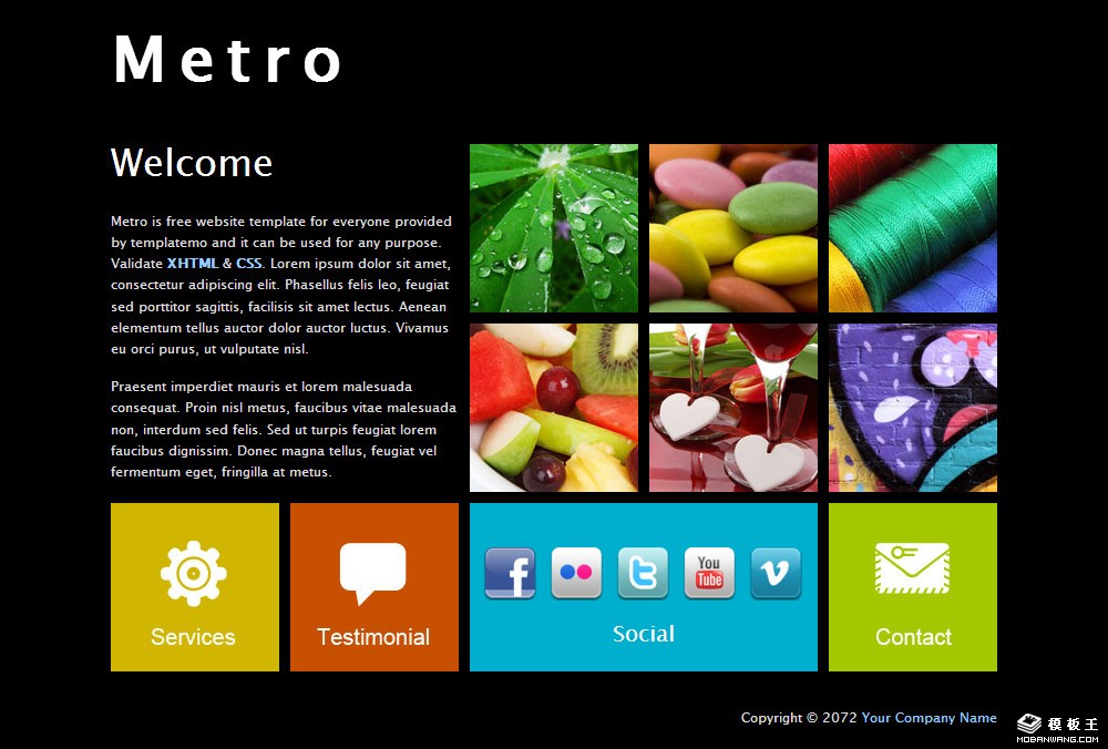 metro界面横向滑动信息网页模板-PC预览