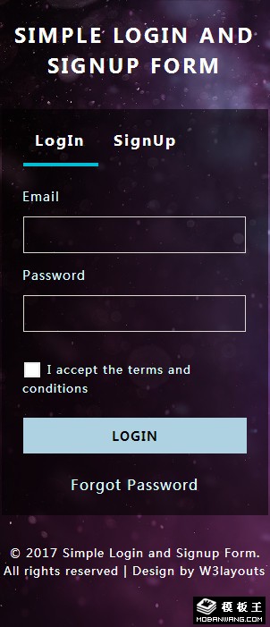 幻紫登录注册框网页模板-手机预览