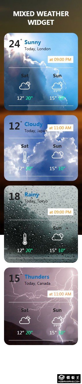 混合天气插件响应式网页模板-手机预览