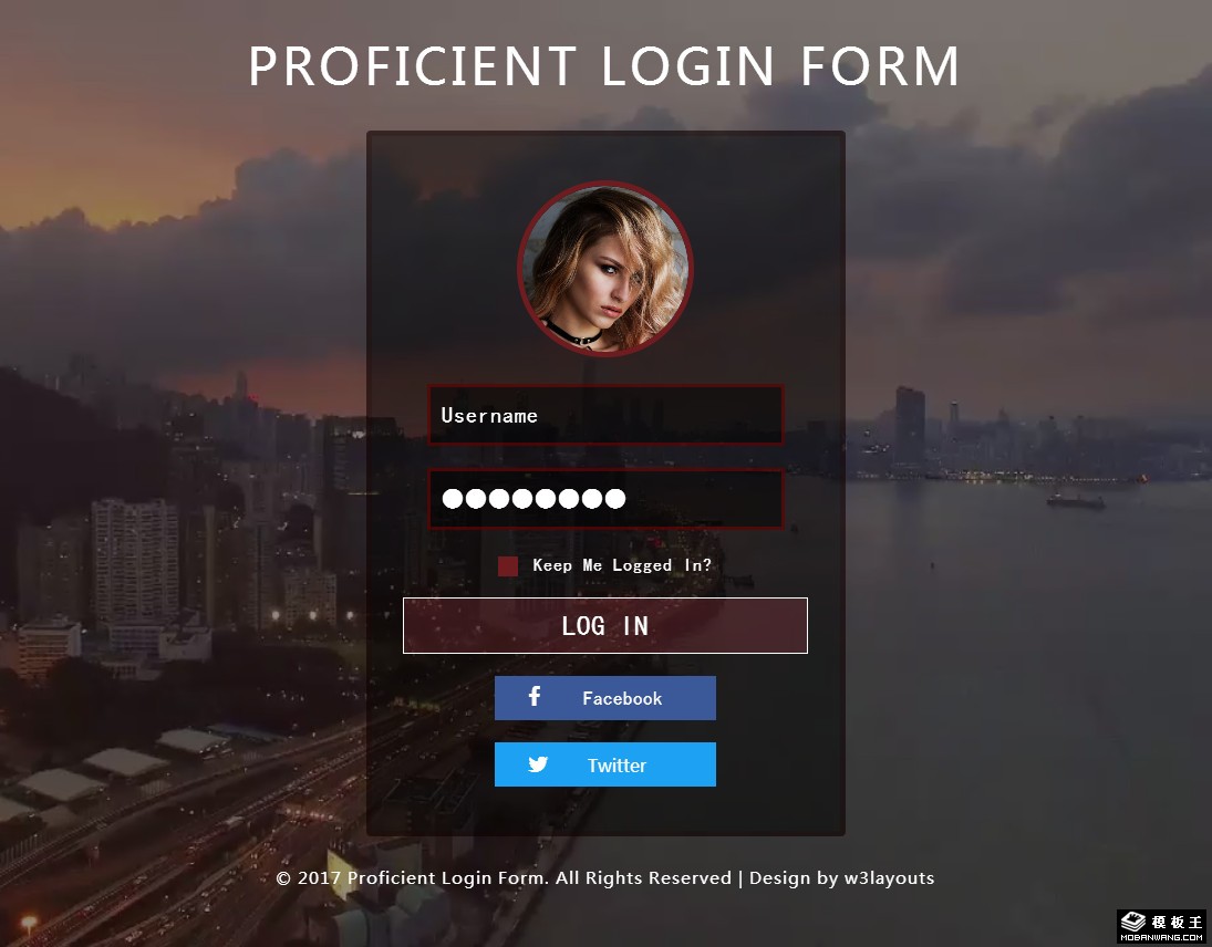 高级用户登录框响应式网页模板-PC预览