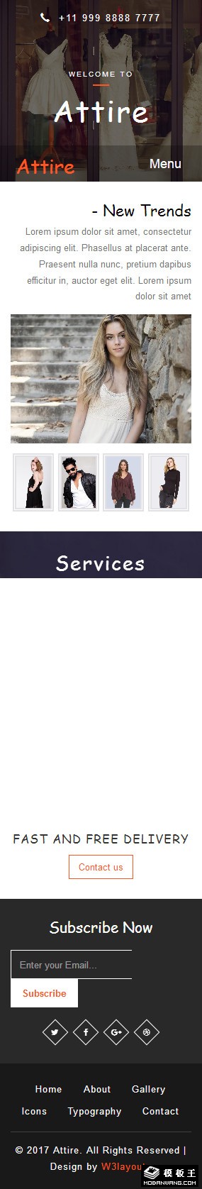 礼服设计师响应式网站模板-手机预览