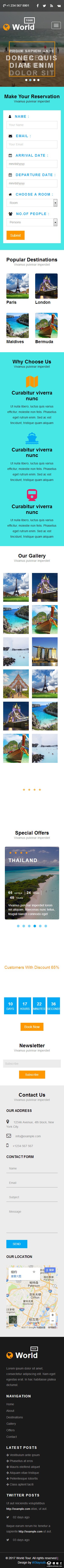 世界巡游旅行响应式网页模板-手机预览