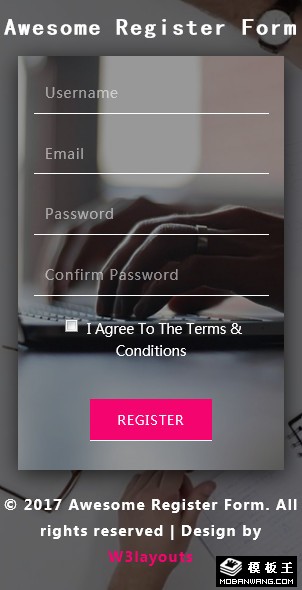 商务登记注册表单响应式网页模板-手机预览