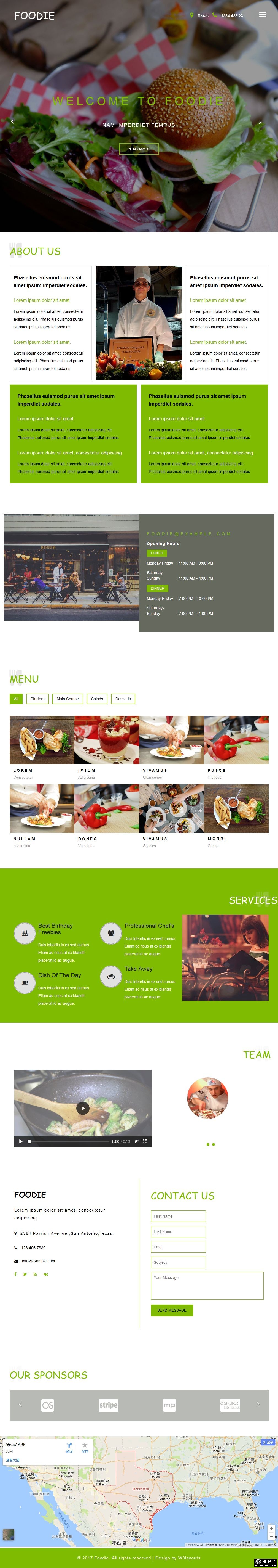 顶级厨师餐厅响应式网页模板-PC预览