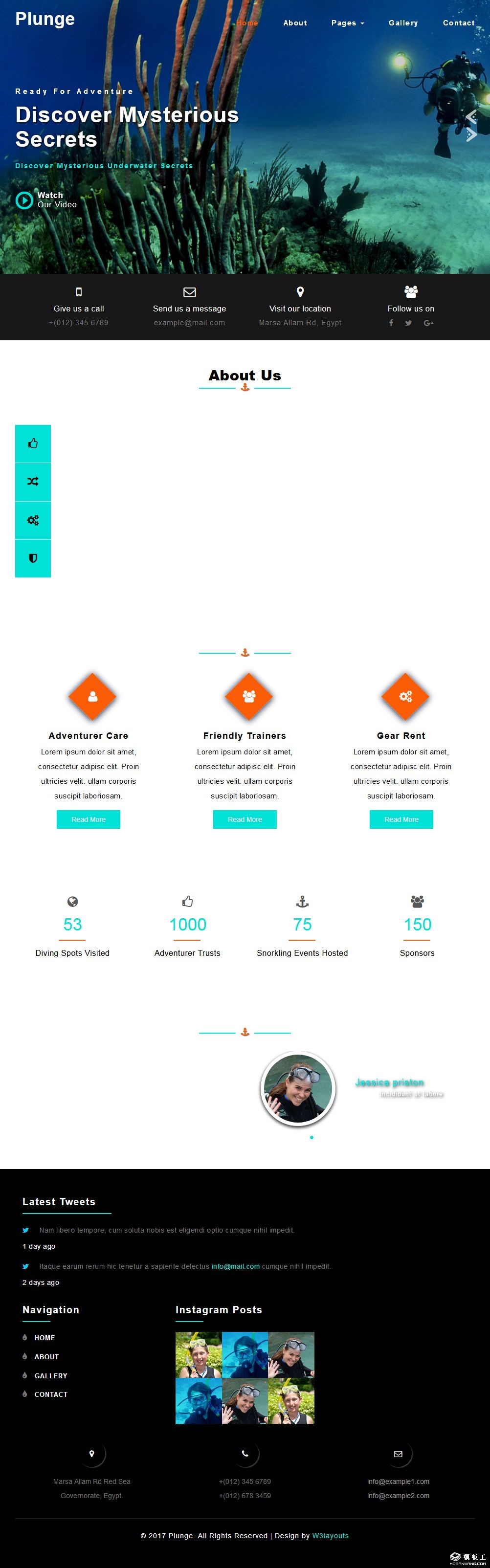 潜水爱好者响应式网站模板-PC预览