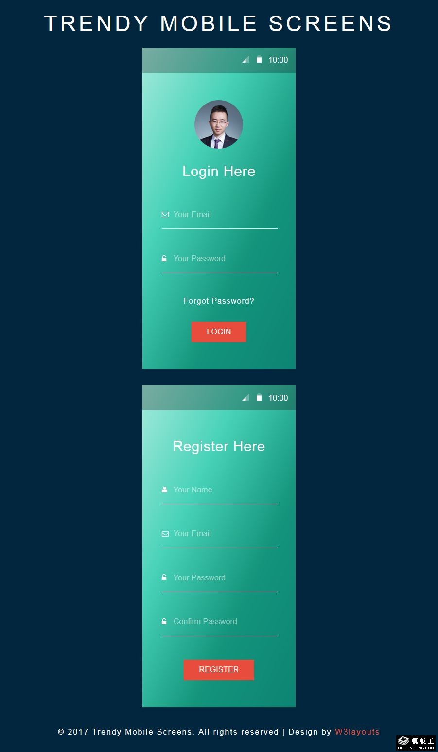 个人登录框手机网页模板-PC预览