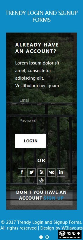 时尚登录注册表单响应式网页模板-手机预览